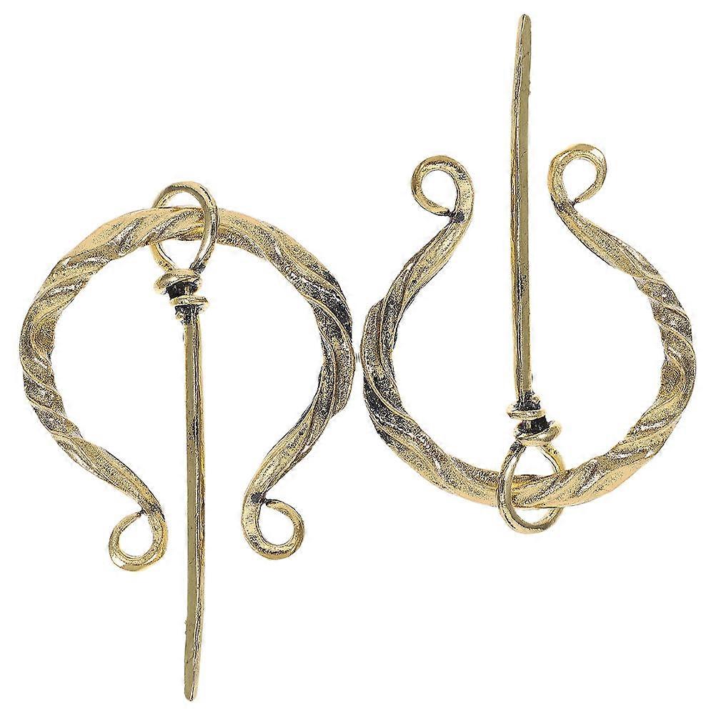 Golden Viking Brooch for Women's Alloy Design with Nordic Flair for Decoration Size 2PCS