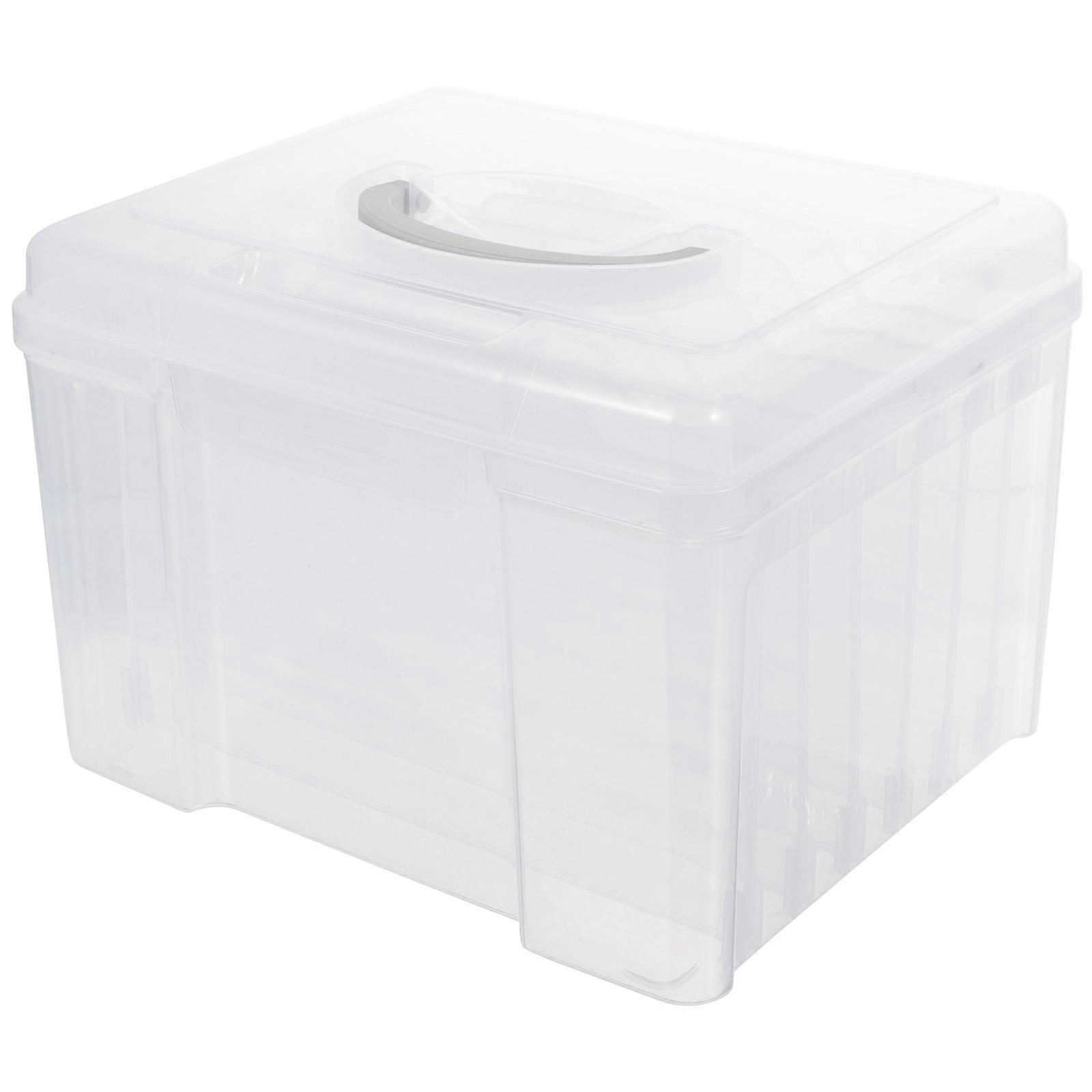 Adjustable Transparent Plastic Photo Storage Box with Compartments for Pictures, Cards, and Crafts – Durable and Versatile Organizer