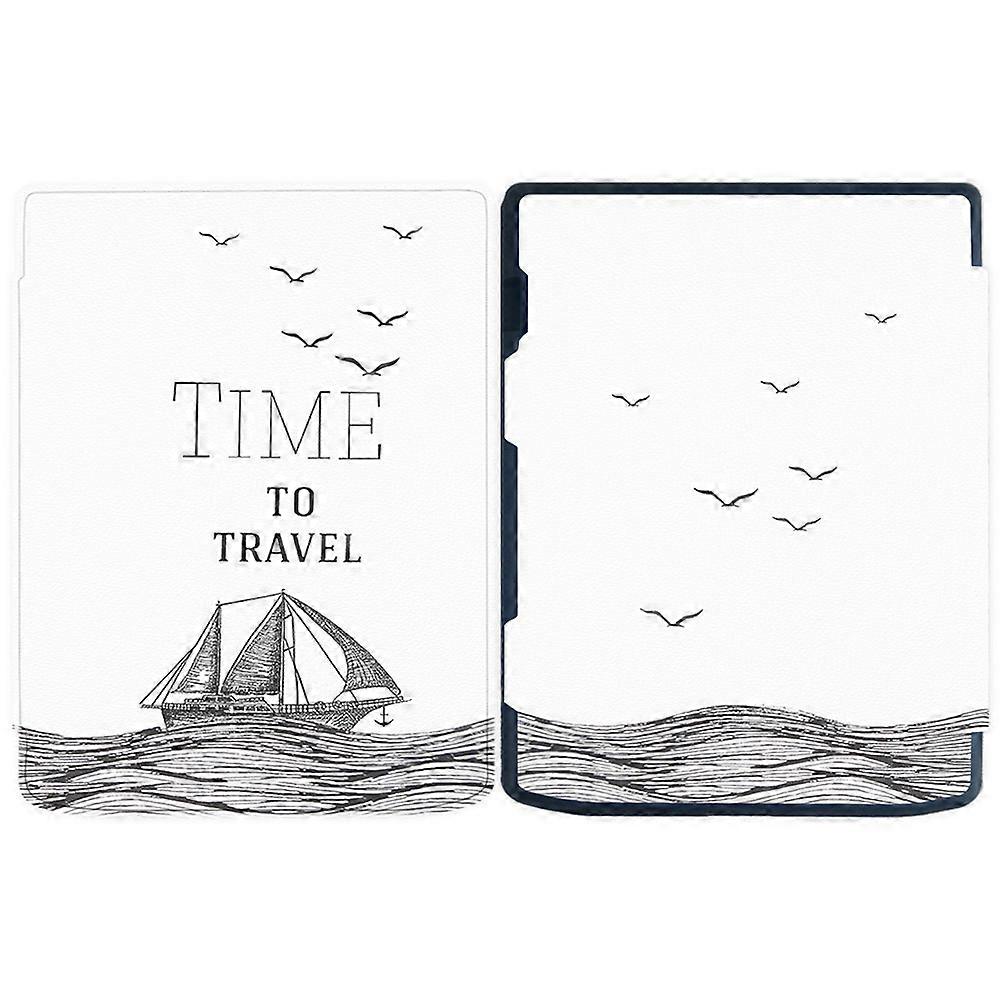 For PocketBook InkPad Color 2 3 PB743 E-Reader Case Pattern Printing PU Leather Flip Cover Time to Travel