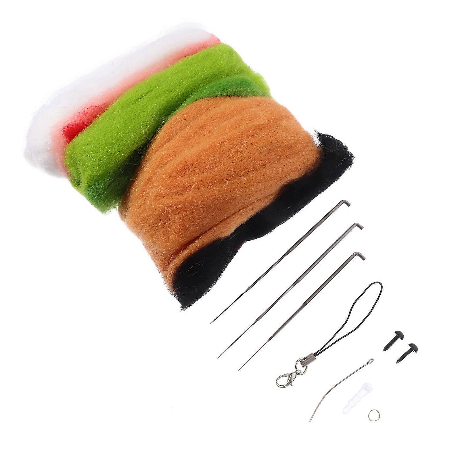 Felting Material Wool Felt Crafts Watermelon Shape Needle Felting DIY Enthusiasts Family Members 8.5X4X4CM 1Set