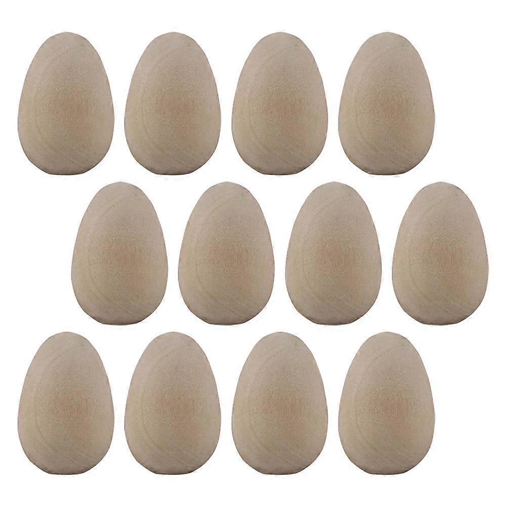 12pcs Bird Egg Shape Ornaments Blank Bird Egg Painting Toys Wooden Bird Egg