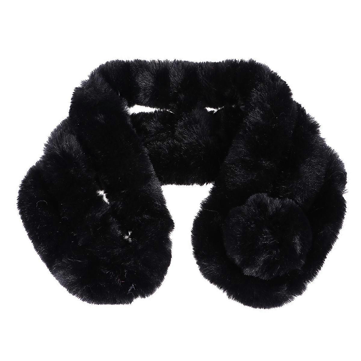 Plush Scarf For Women Girls In Black Suitable For Evening Party And Travel 1Pcs Simple Design And Warm Keeping