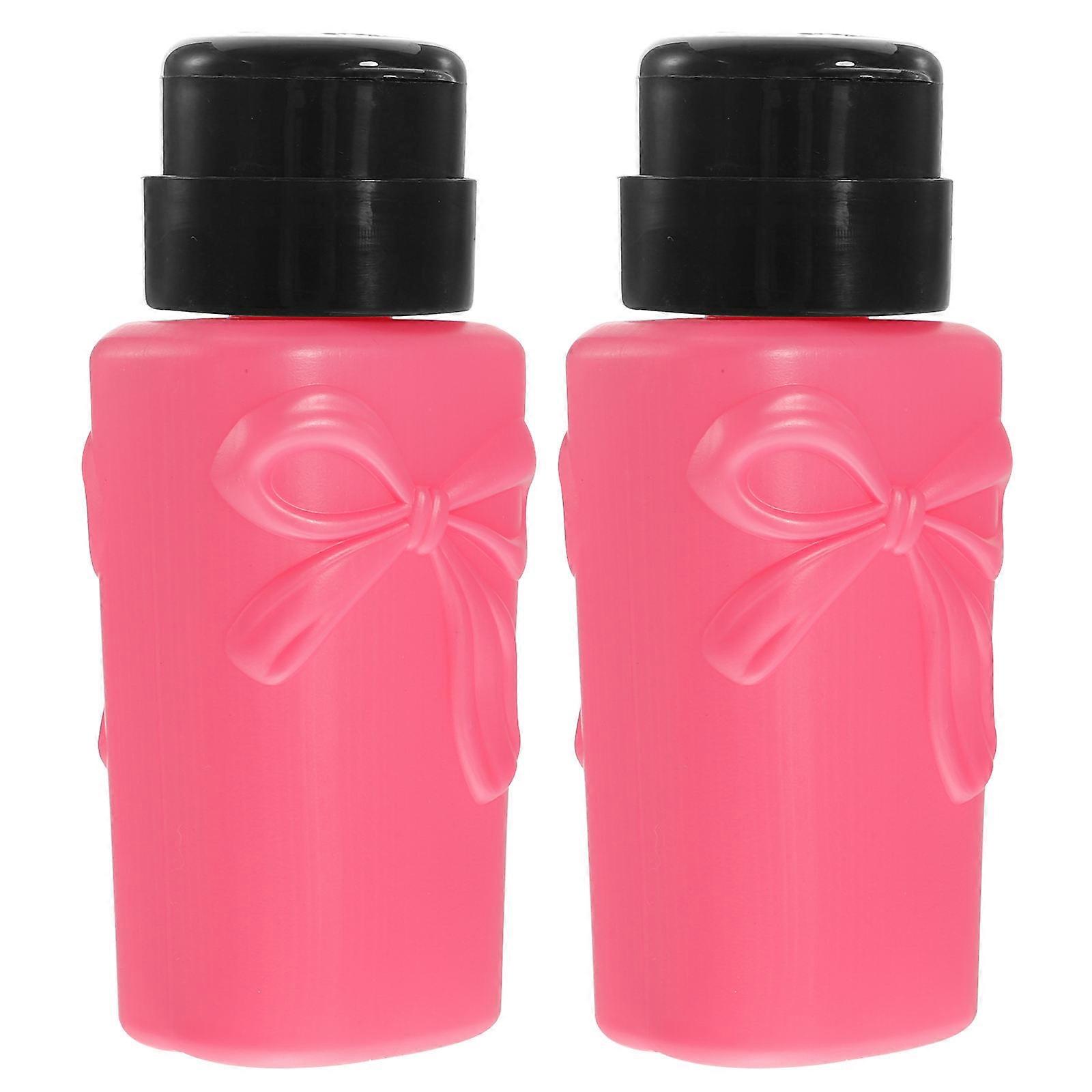 2pcs Refillable Nail Polish Remover Pump Bottles, Plastic Dispenser for Skincare Travel, Compact Empty Liquid Press Pump