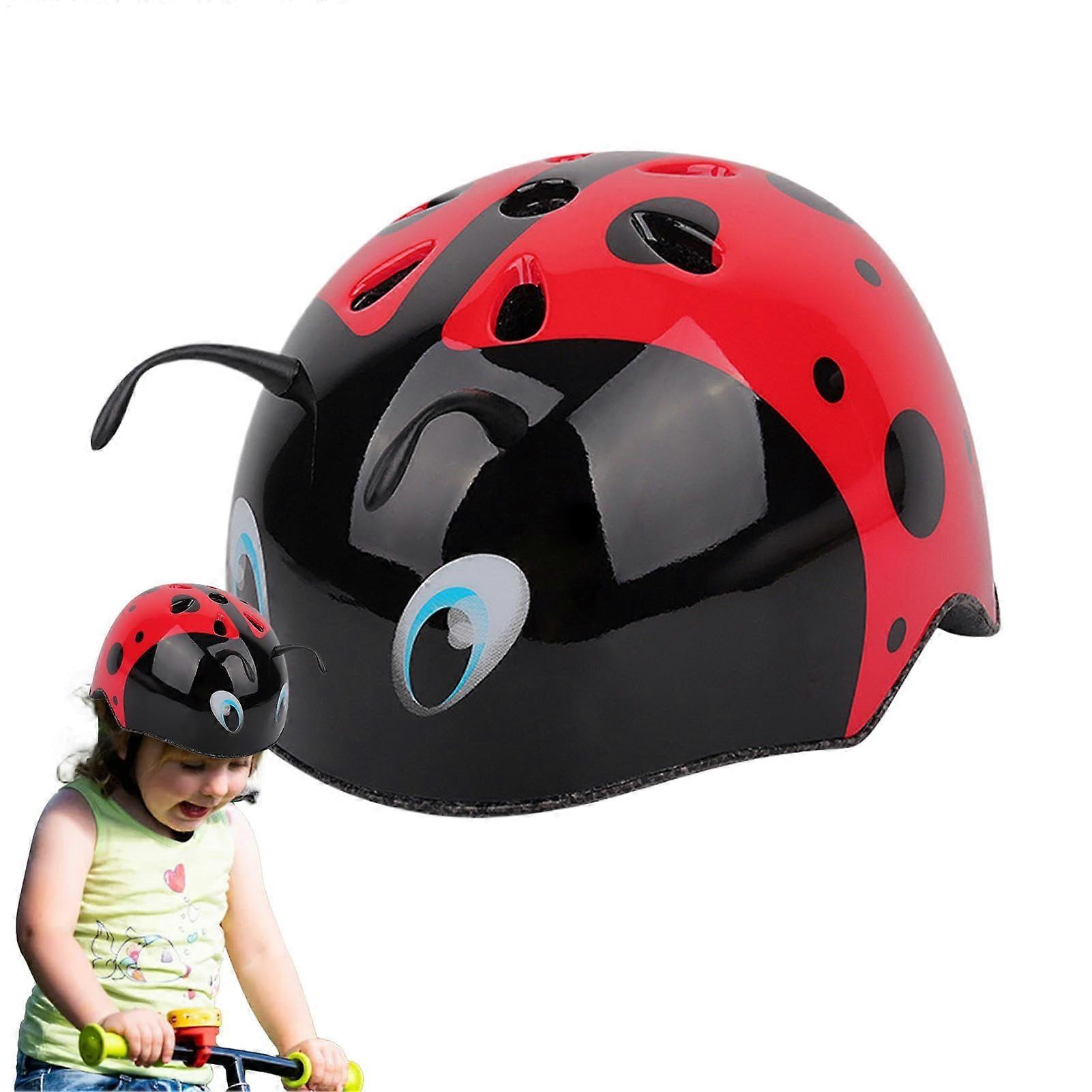 Bicycle helmet for boys, 3D ladybug design, lightweight, adjustable, safety accessory