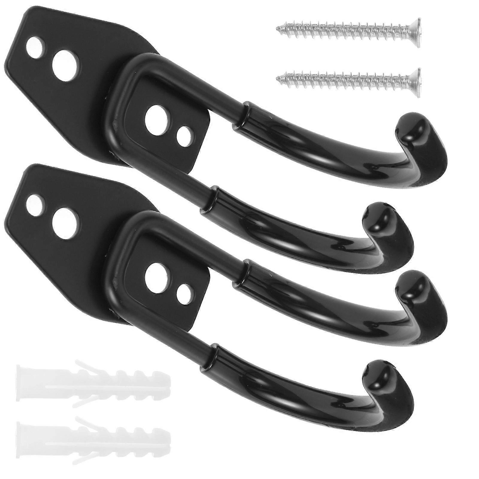 Durable Modern Wall Mounting Hooks For Tool Organization Round Black Design Suitable For General Users 2Pcs
