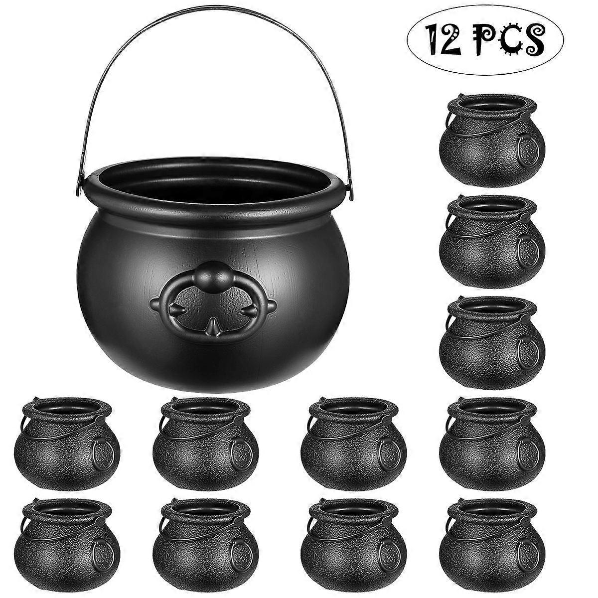 Halloween Candy Cauldrons Set Of 12Pcs Featuring 1 Large And 11 Smaller Sizes For Storage And Decoration Purposes Ideal For Parties