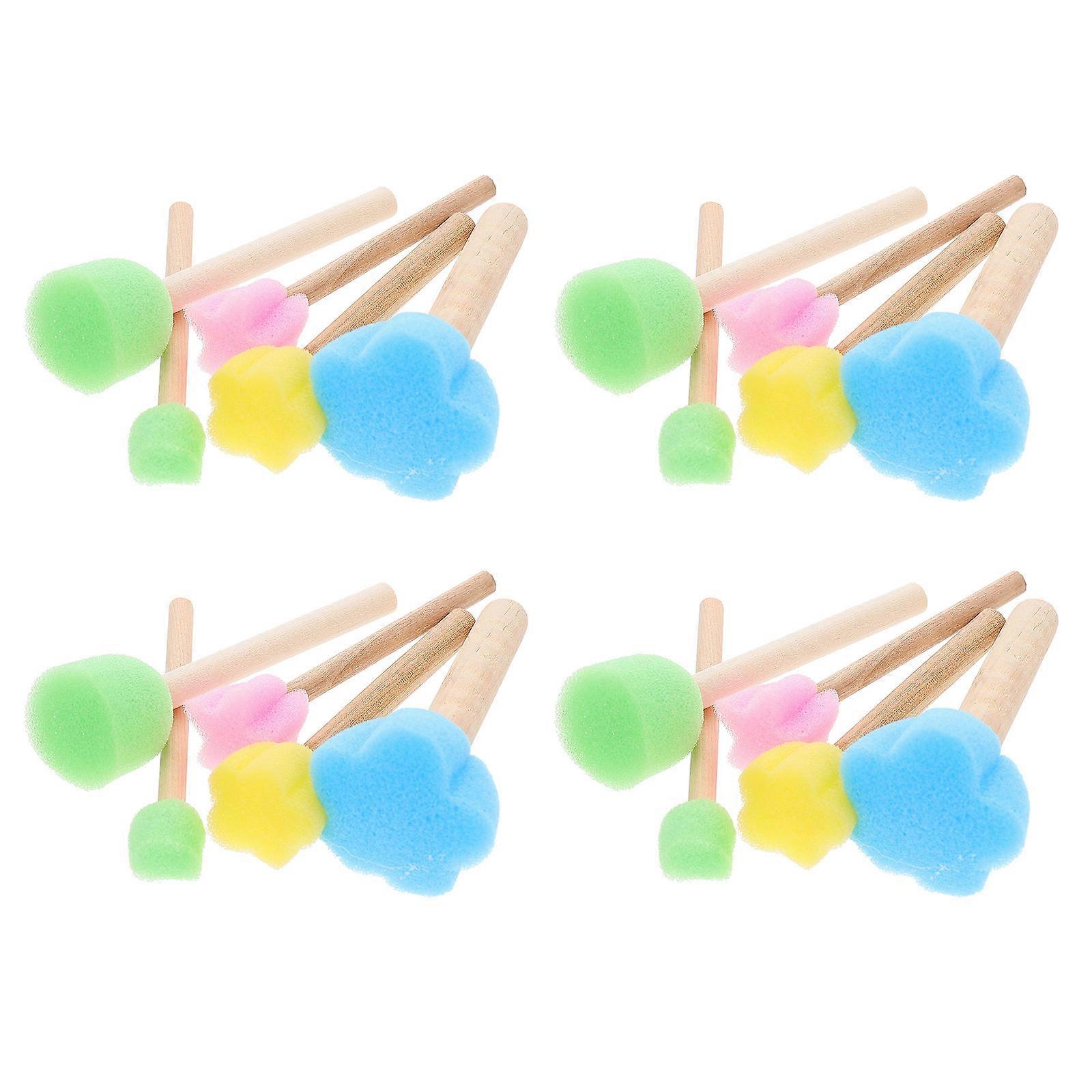 20pcs Foam Sponge Brush With Wooden Handle Multi Size Painting Sponge Brush Painting Tools For Kids Diy Art Craft Sponge Foam