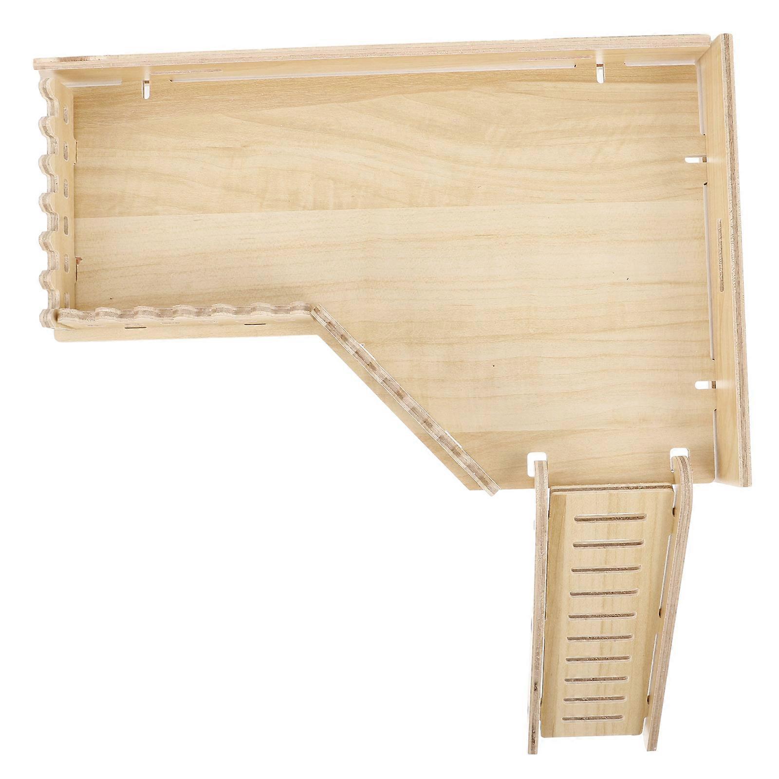 Wooden Hamster Platform with Ladder for Small Pets Light Yellow Climbing Toy 4.7 x 3.5 x 6.7 Inches