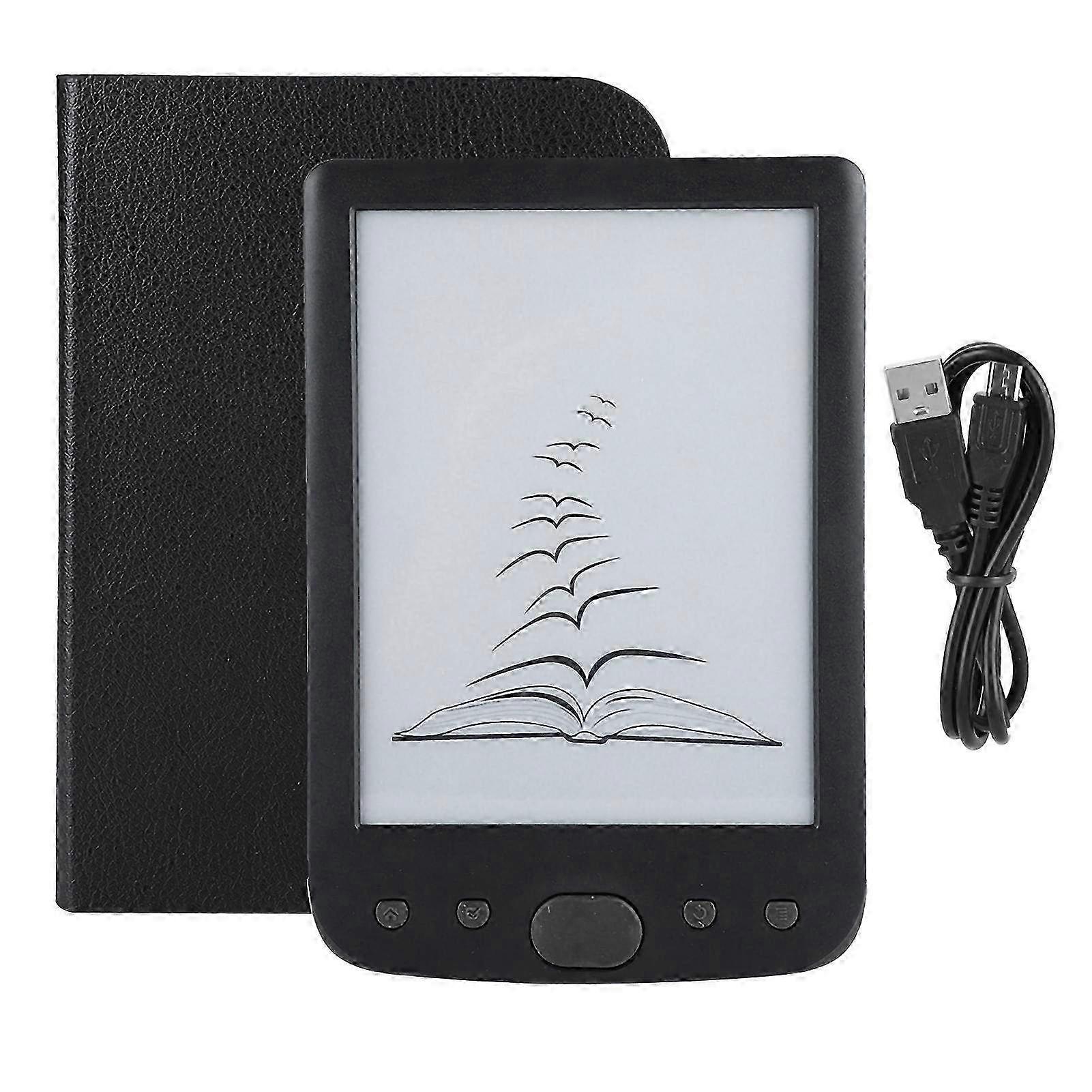 Portable 6-Inch 8GB E-Book Reader with Screen Lighting & TF Card Support - Black Color, Compact Design for Easy Reading