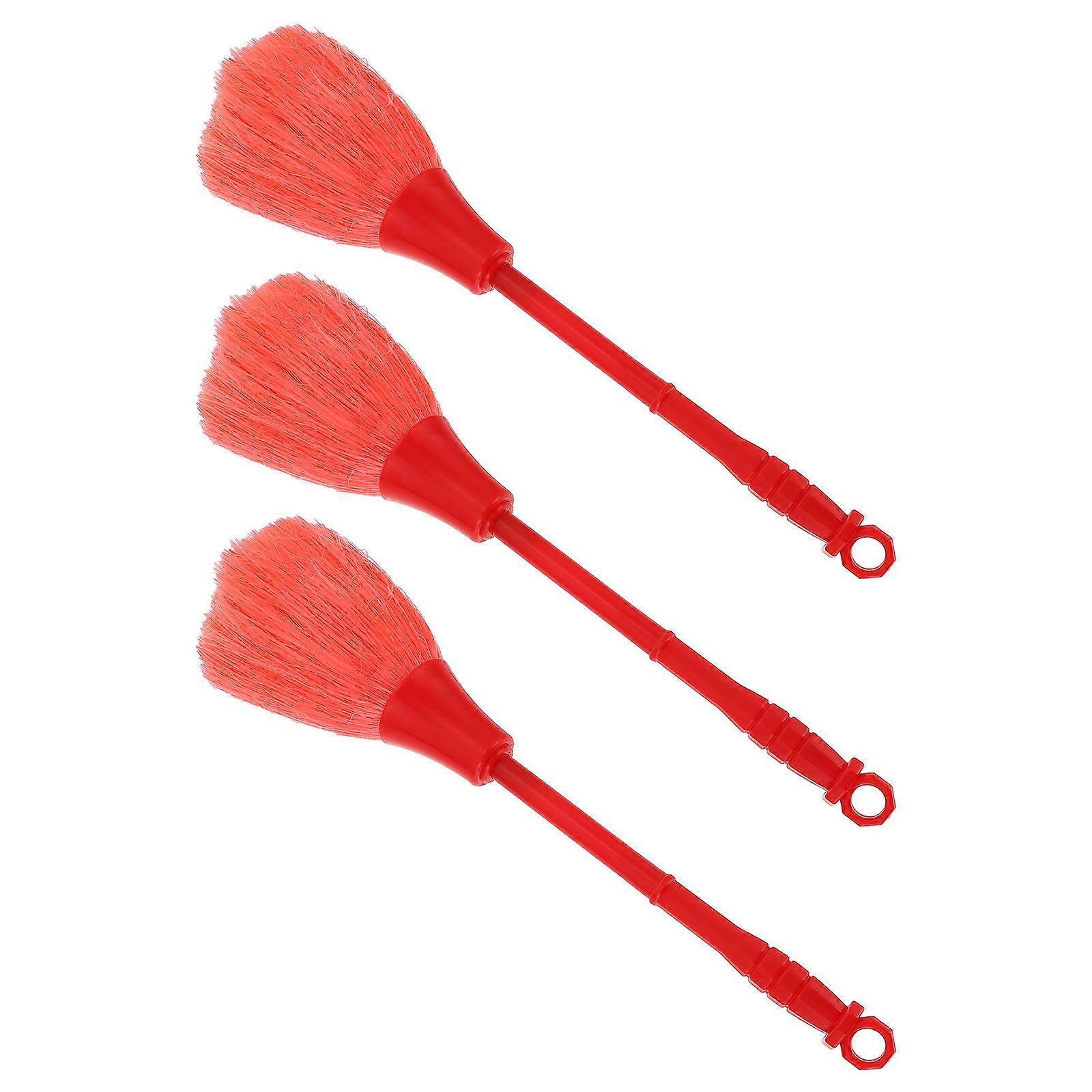Cleaning Brush Duster 3Pcs Temple Cleaning Supplies For Buddhist Practitioners 30X4.5X4CM Red Ideal For Cleaning Buddha Statues