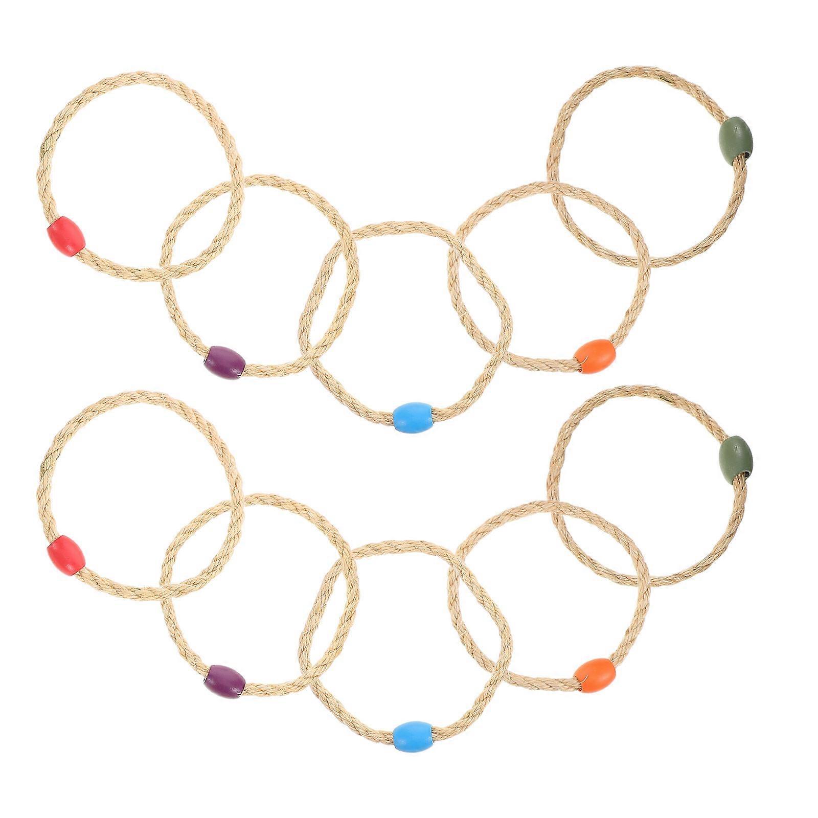 10pcs Natural Rope Toss Rings for Backyard Entertainment Preschool Skill Development and Family Fun Activities