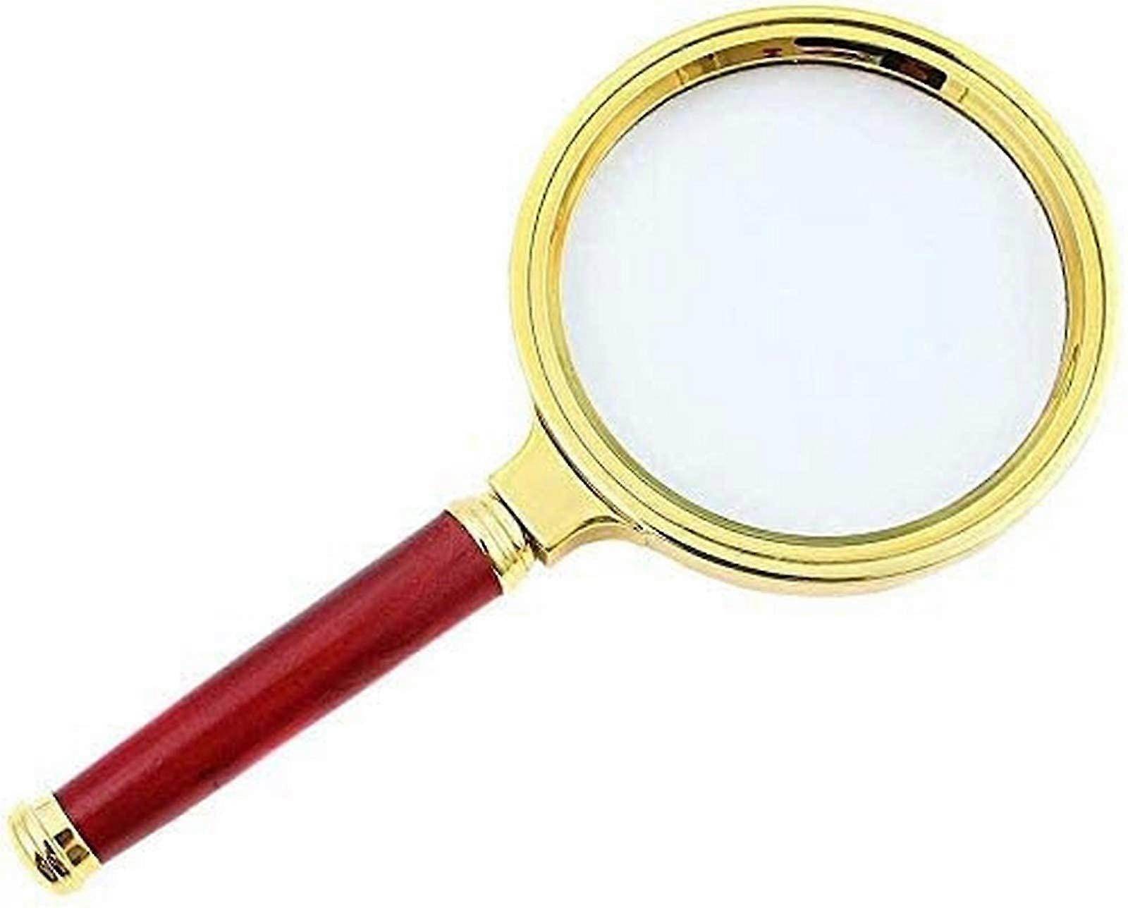 Lupe for hobby, HD, 10x ultraclear, mahogany handheld reading magnifier, 80 mm, glass lens