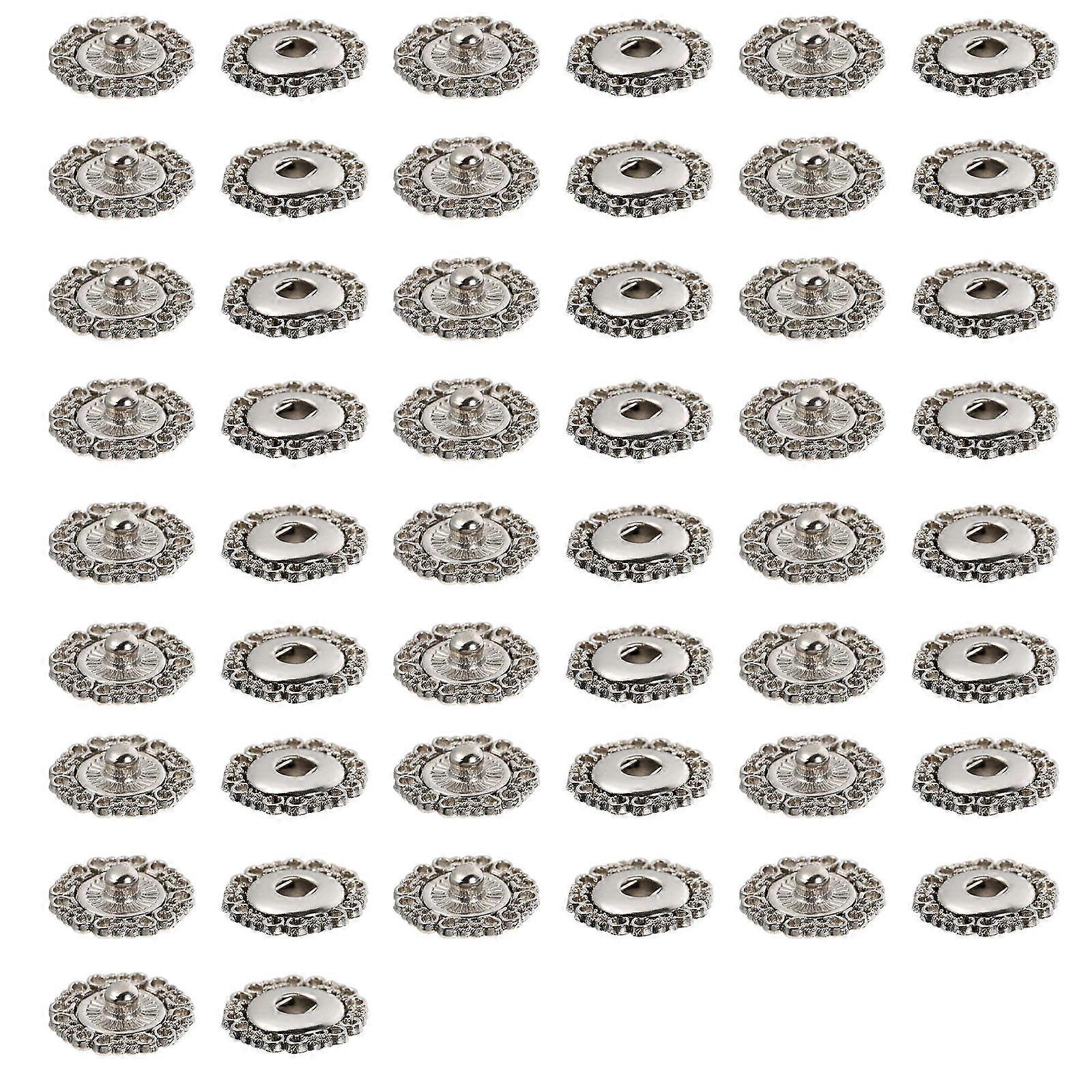 Sew-On Snap Buttons Metal Press Studs For Bags Handbags 1.5X1.5X0.6CM 50 Pairs