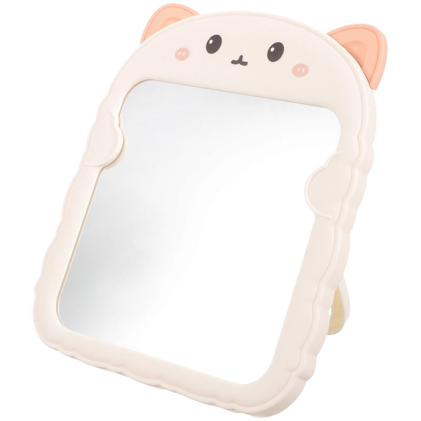 Folding Desktop Mirror With Portable Design Suitable For Women And Girls In Ivory Color For Travel 1Set