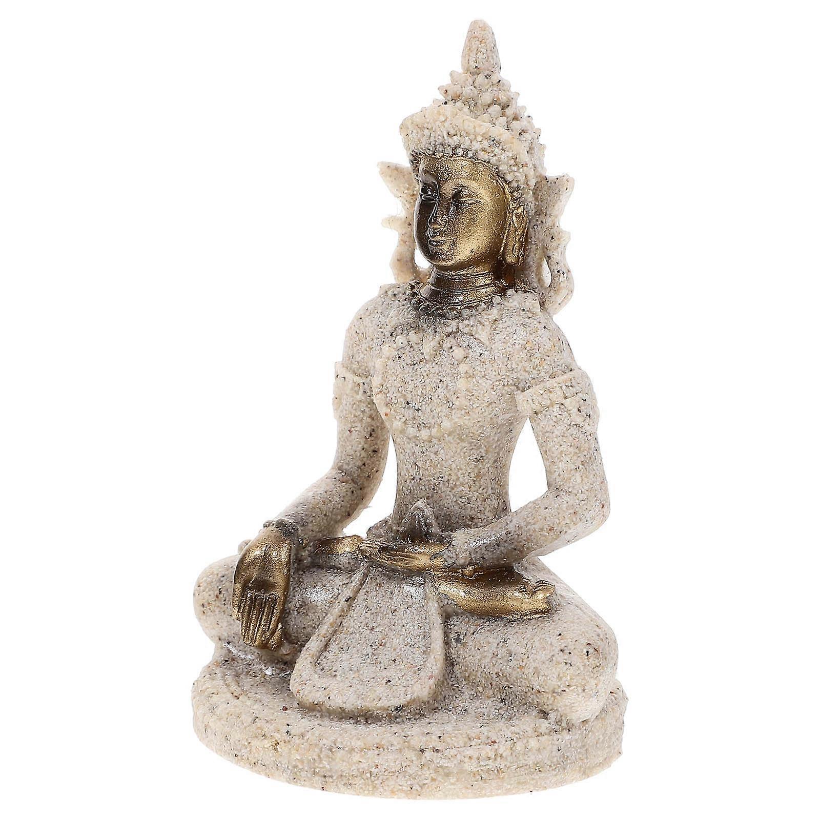 Small Buddha Statue for Decoration Use Resin Light Grey Wonderful Workmanship 3.5 Inches