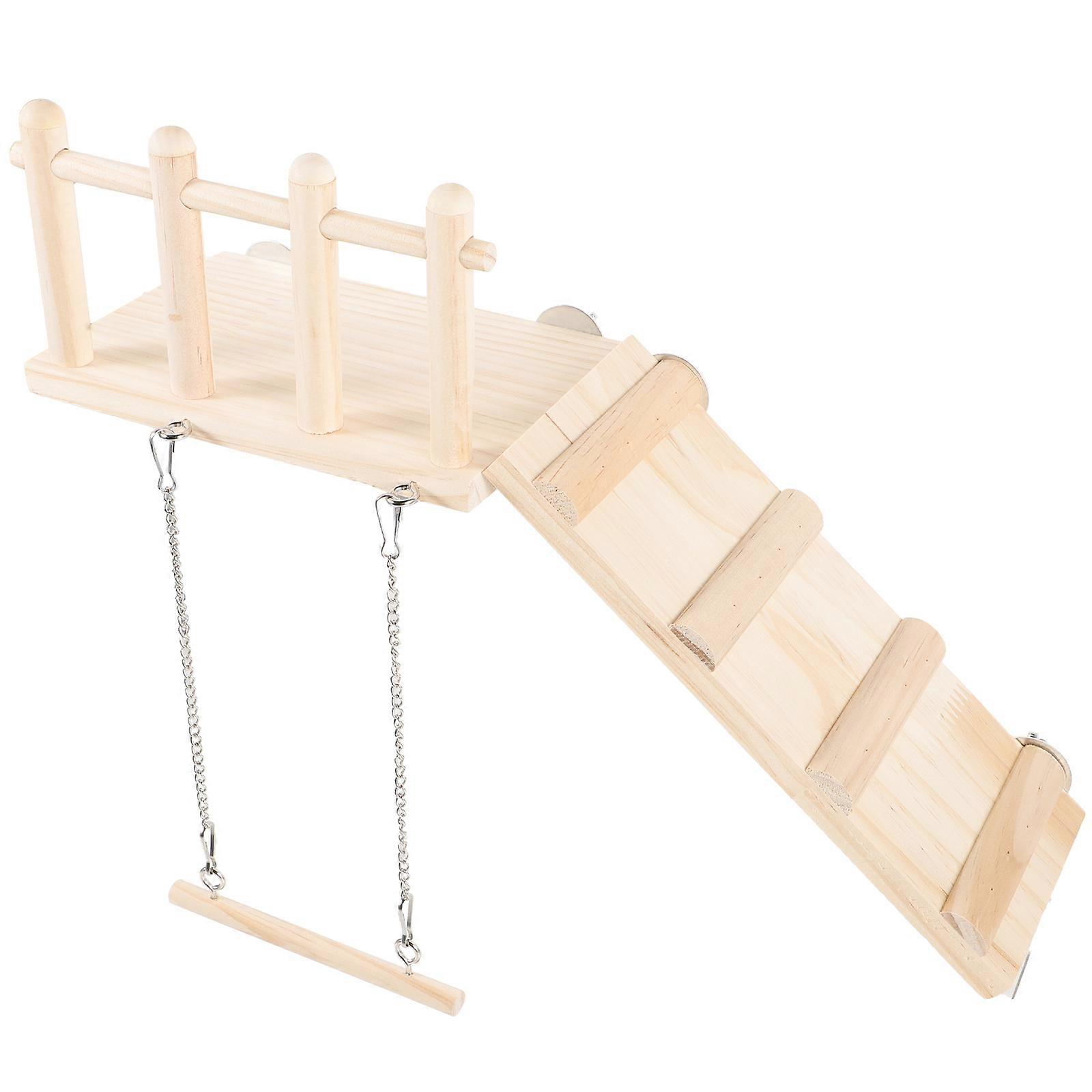 Bird Wooden Climbing Stand For Pet Birds With Natural Look And Beige Color Promoting Health Improvement 1Set