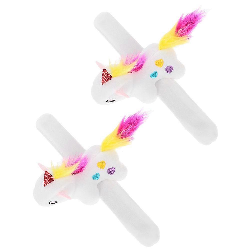 Plush Unicorn Slap Bracelets Soft Stuffed Animal Wristbands for Kids Party Favors & Dress Up Fun