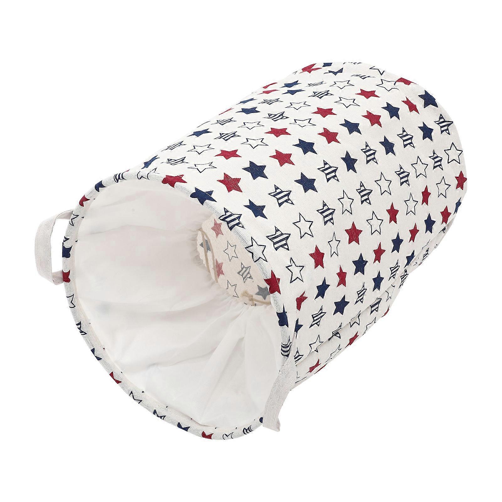 Portable Cotton Cloth Storage Basket for Clothes Beige with Drawstring and Handles Foldable 70-100