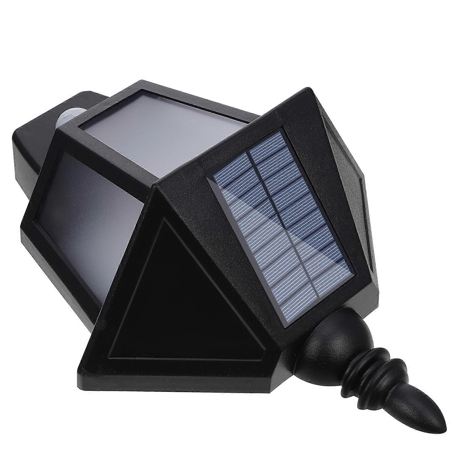Decorative Wall Lamp 1 Set Solar LED Outdoor Lighting Human Body Sensing Black Rectangular Waterproof