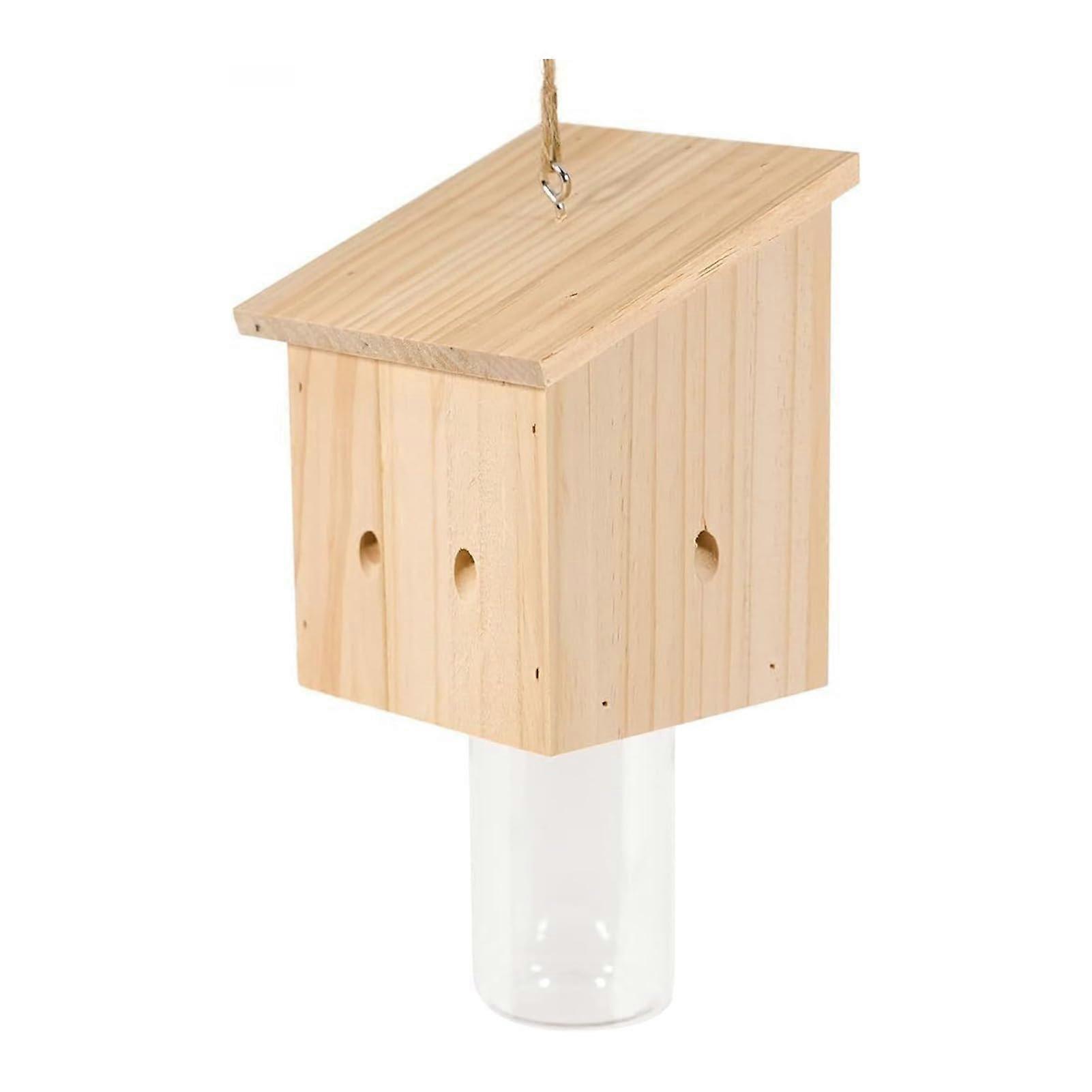 Hanging bee trap for outdoor use for carpenter bees made of pine wood in loft style, natural hanging bee traps, carpenter bee trap, B