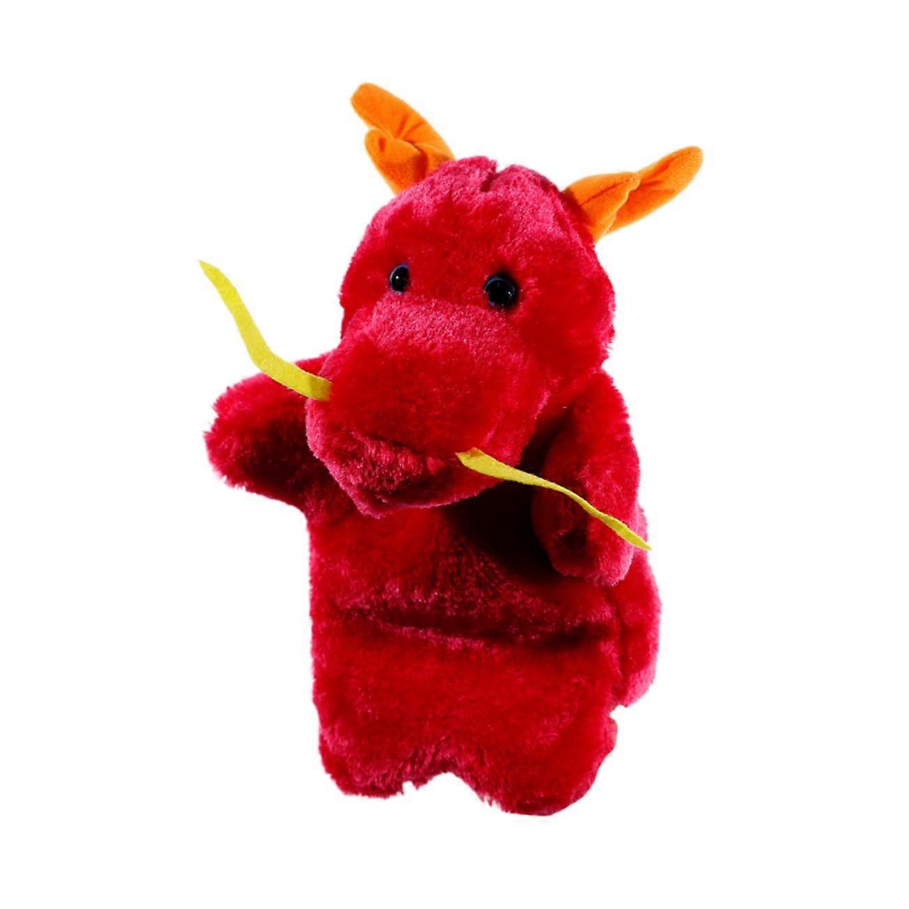 Chinese Hand Puppet Dragon Plush Red Cloth Puppet for Storytelling RolePlaying Interactive Learning Toy