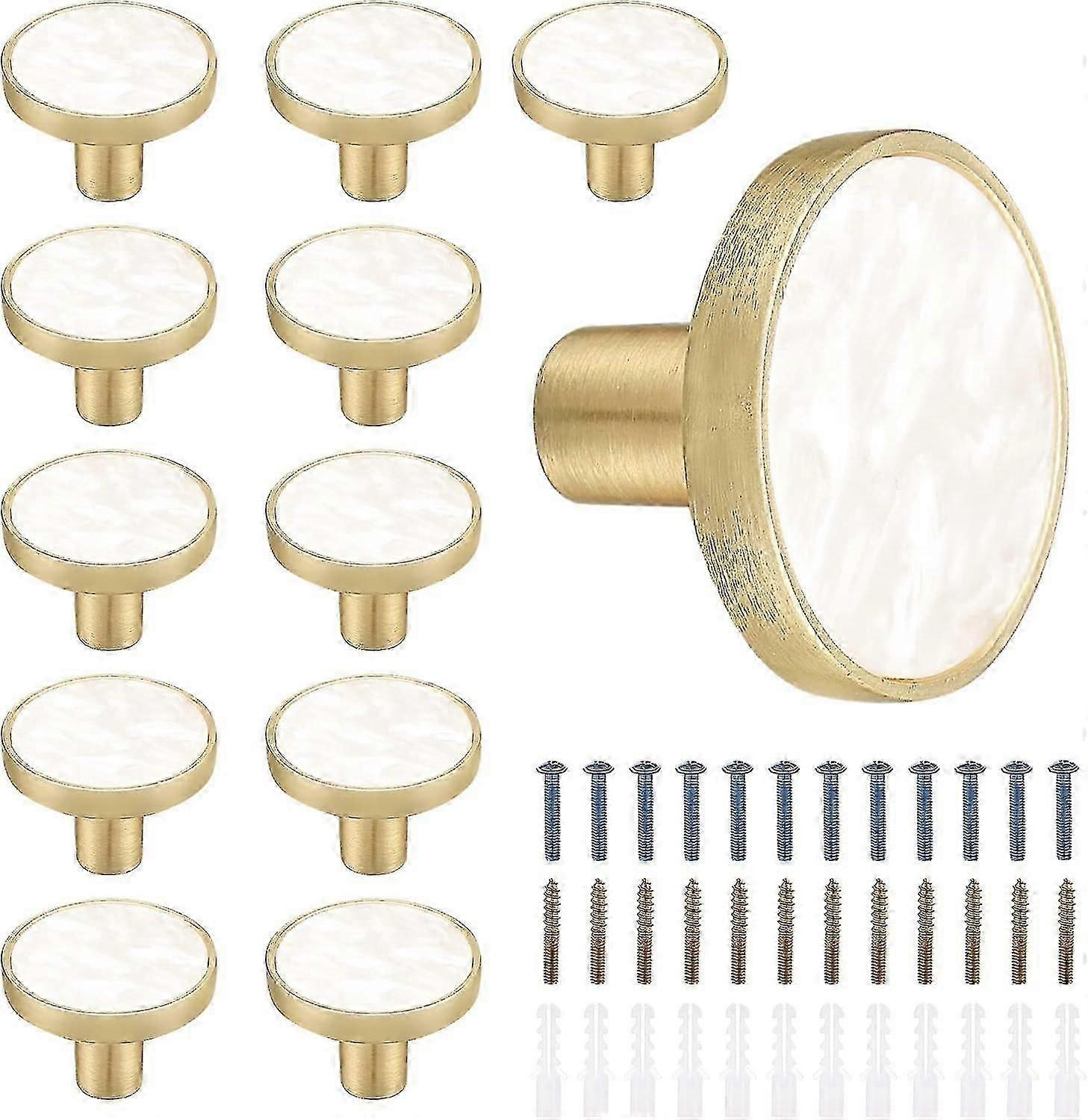 Marble Brass Drawer Knobs 32 Mm Cabinet Handle Pulls Shell Brass Gold Cupboard Knobs Dresser Knobs Kitchen Furniture Hardware Wall Hook-In Stock