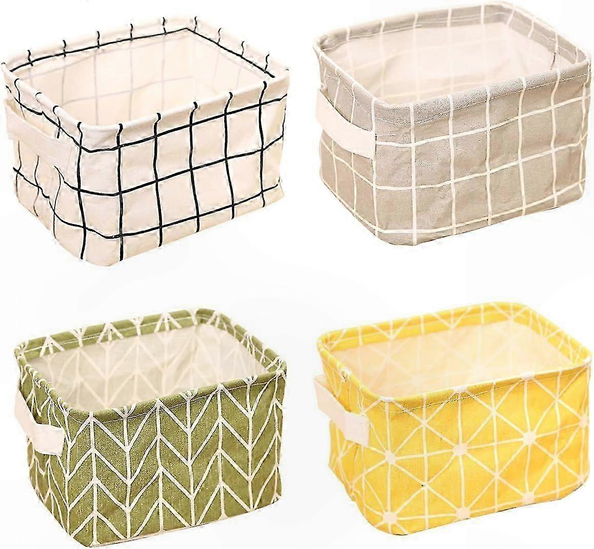 Linen Fabric Foldable Desk Organizer Storage Box