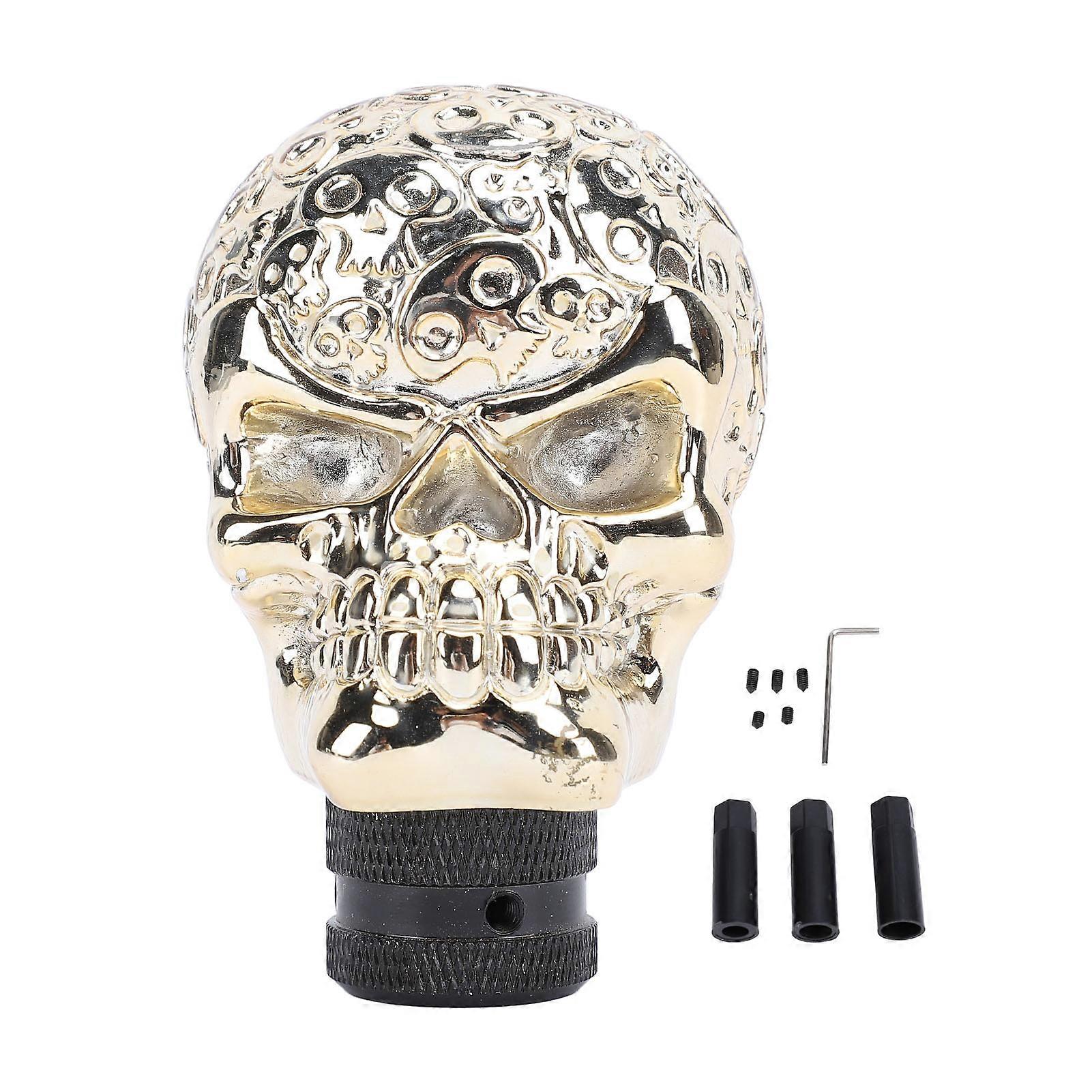 Resin Skull Head Shift Knob Plated in Gold Compatible with Most Cars Stick Shift