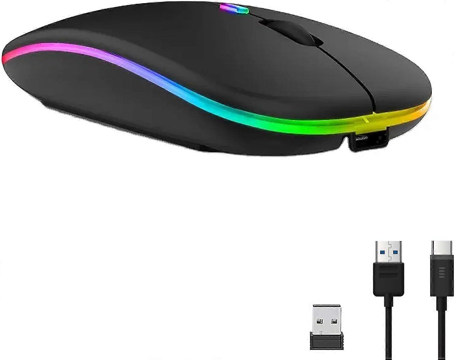 Bluetooth USB Wireless Mouse | Slim LED Colour Changing Bluetooth Rechargeable Wireless Mouse for Gaming, PC, Laptops, Mac