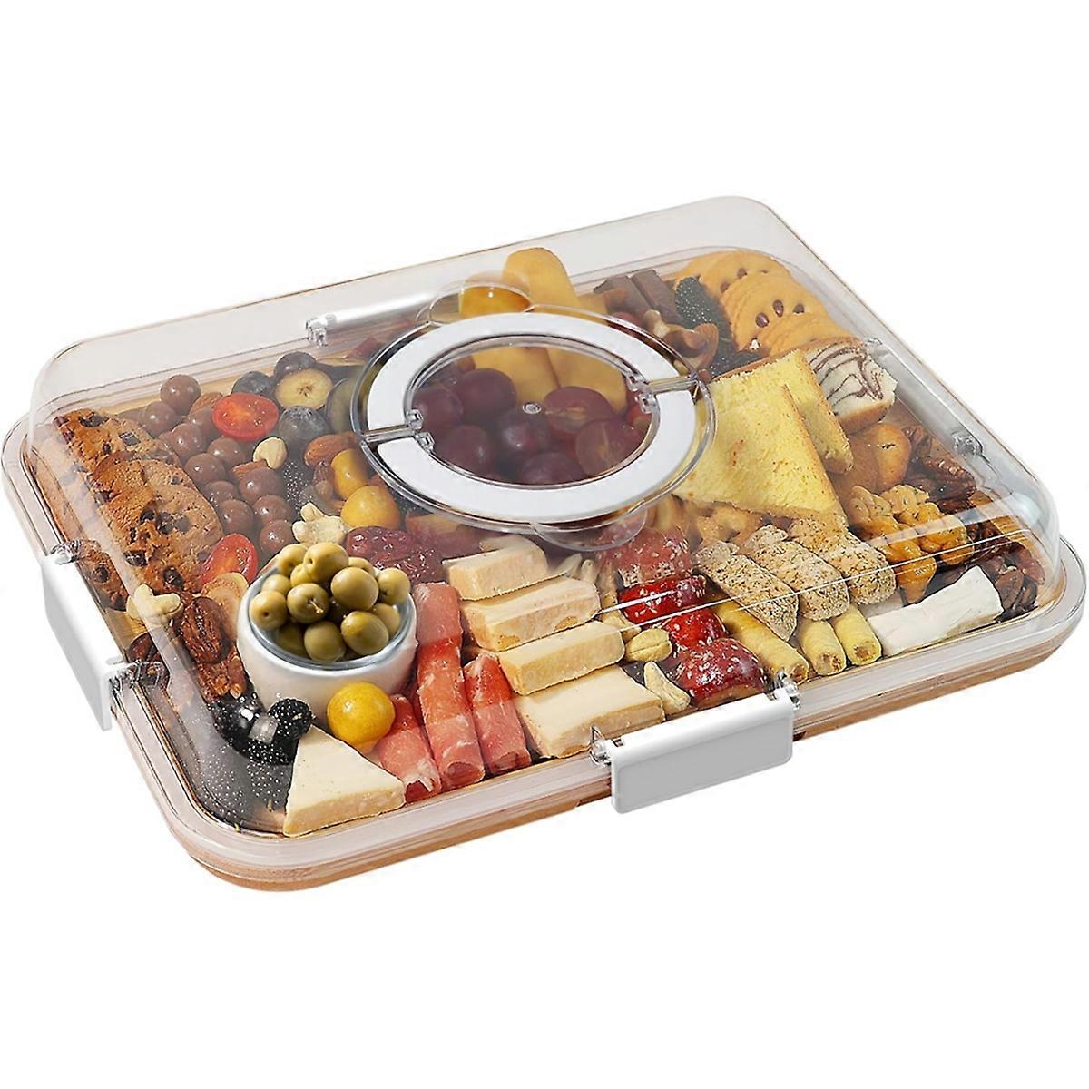 Charcuterie Board with Clear Lid, Travel Portable Cheese Board