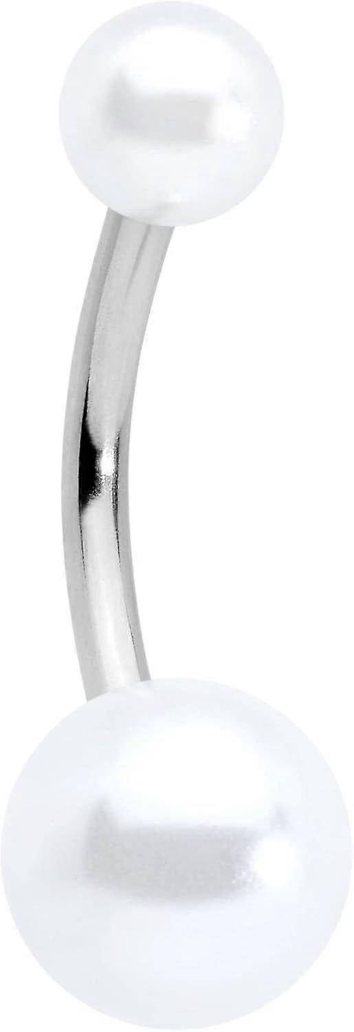 Stainless Steel White Shining Orb Belly Button Ring