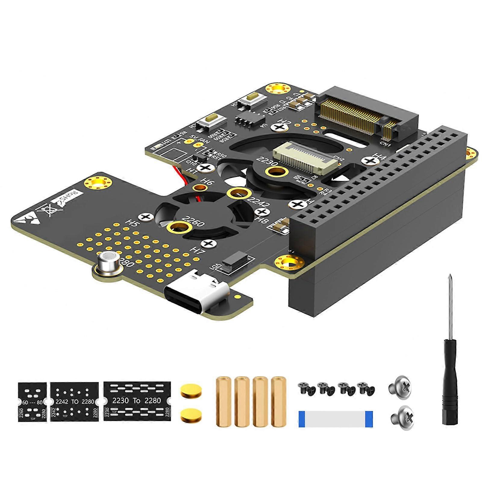 PCIe Adapter MKey 22302280 SSD Cooling Fan Automatic Color Changes LED