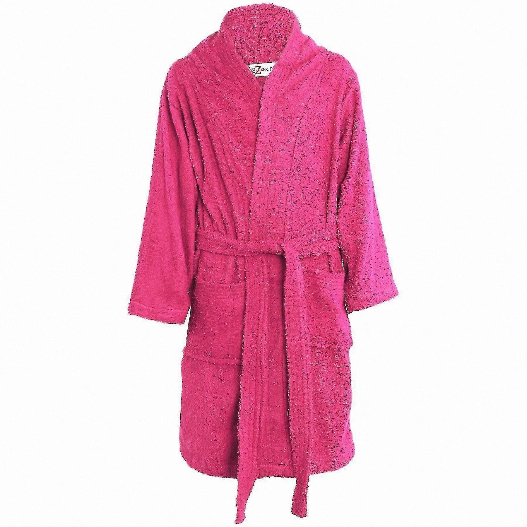 Hooded Towel Bathrobe for Kids, 100% Cotton Terry Cloth Beach and Bath Robe for Boys and Girls