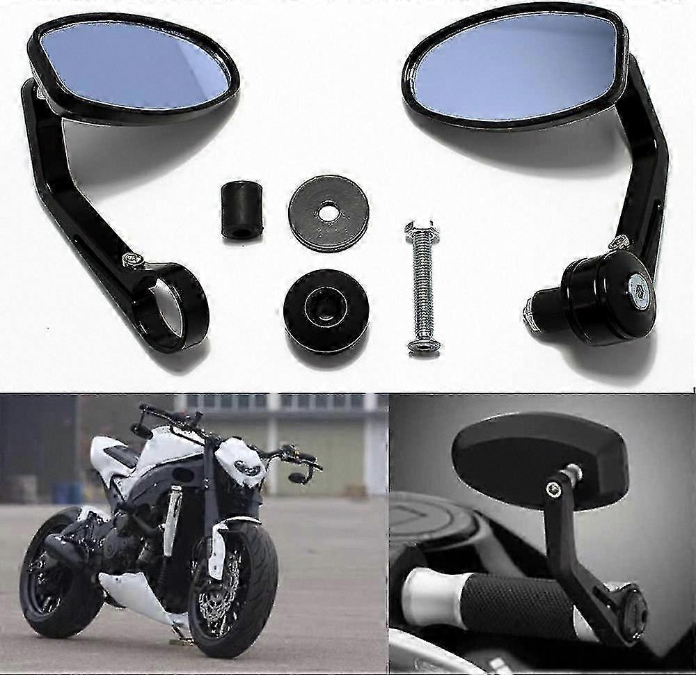 22mm Round Handlebar End Mirrors for Motorcycles - Black 7/8" Bar Fitting