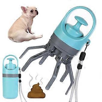 2025 Six-claw Dog Pooper Scooper With Built-in Poop Bag Dispenser Blue Gray