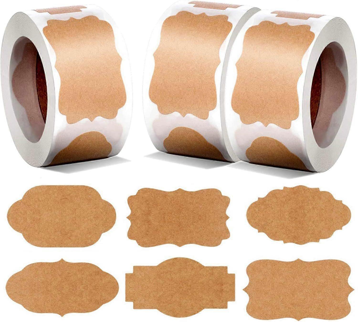 3 rolls of 900 kraft paper self-adhesive labels, natural brown