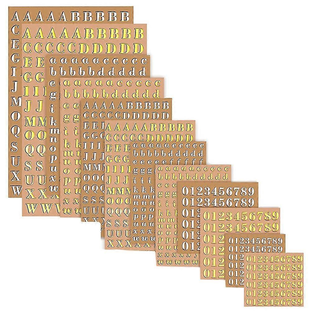 12 Sheets Letter Resin Stickers, Small Alphabet Number Stickers for Resin Art, Alloy Adhesive Stick