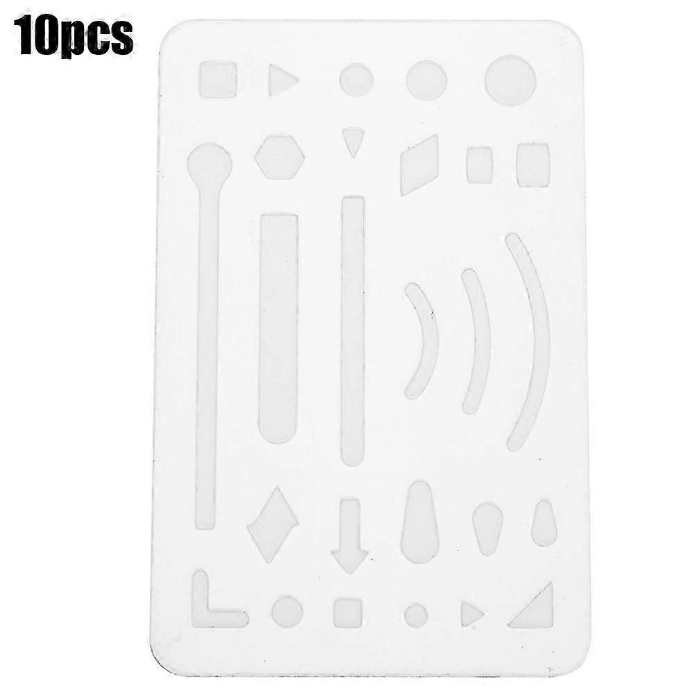 2025 10pcs 27 Holes Erasing Shield Multipurpose Engineering Drawing Template Pattern Ruler Orange