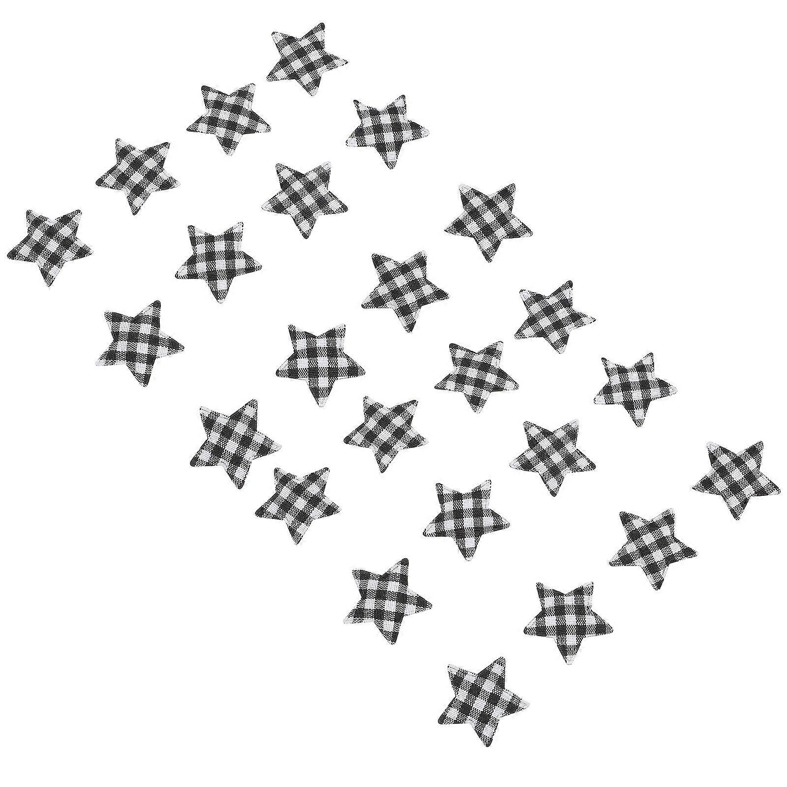 DIY Handcraft Material for Use 100Pcs Five Pointed Star Plaid Cloth Ornament