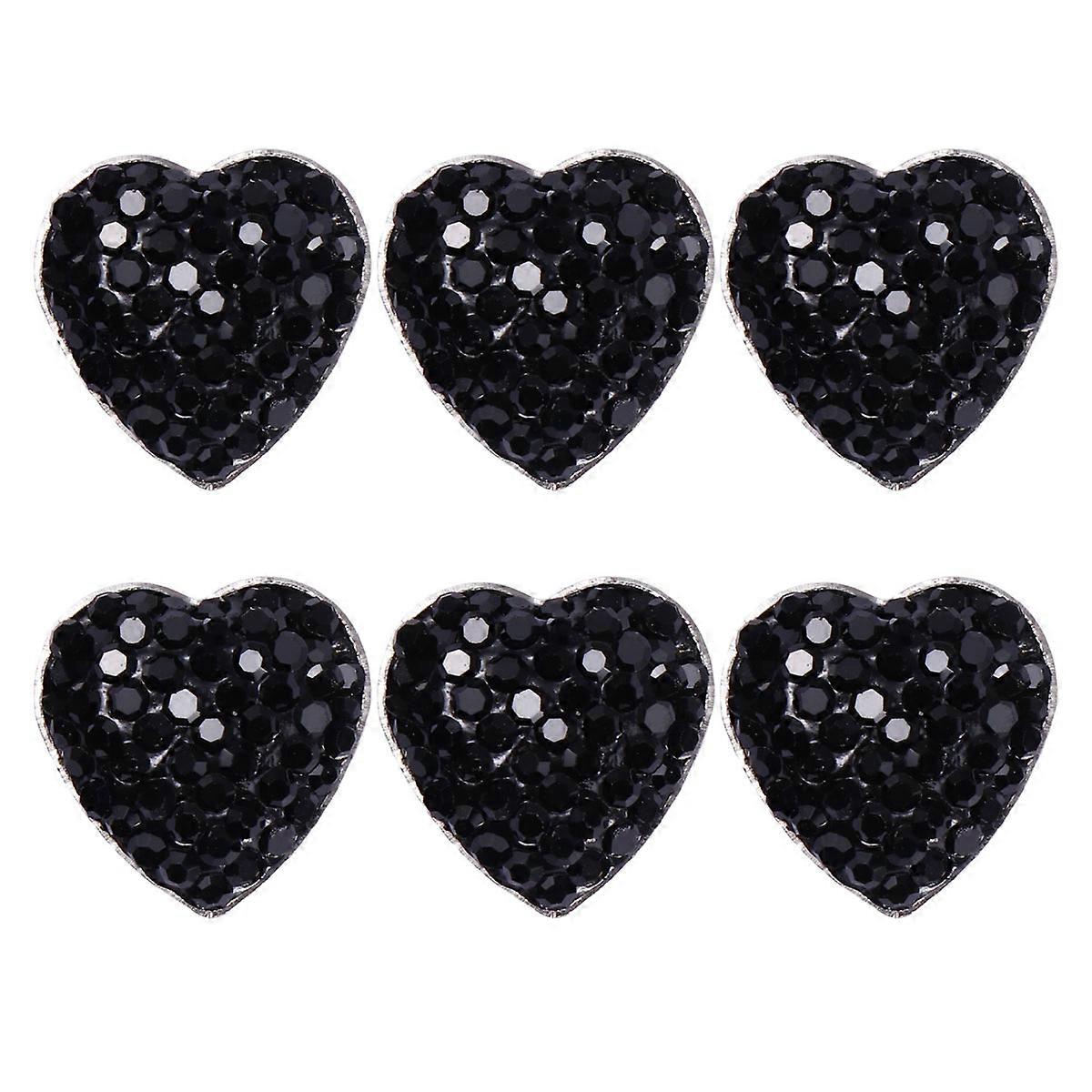 6 Pcs Glitter Heart Stickers Decorative Car Button Stickers For Auto Car And Smooth Surface Decor