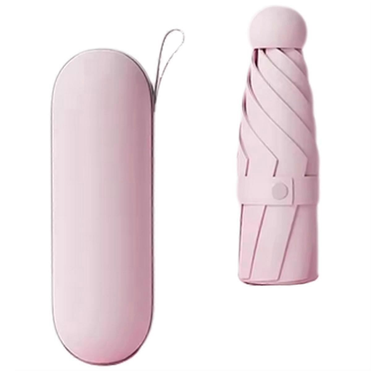 1pc Anti-Uv Mini Umbrella for Sunny and , Portable with Uv Coating and 6 Reinforced Ribs Pink