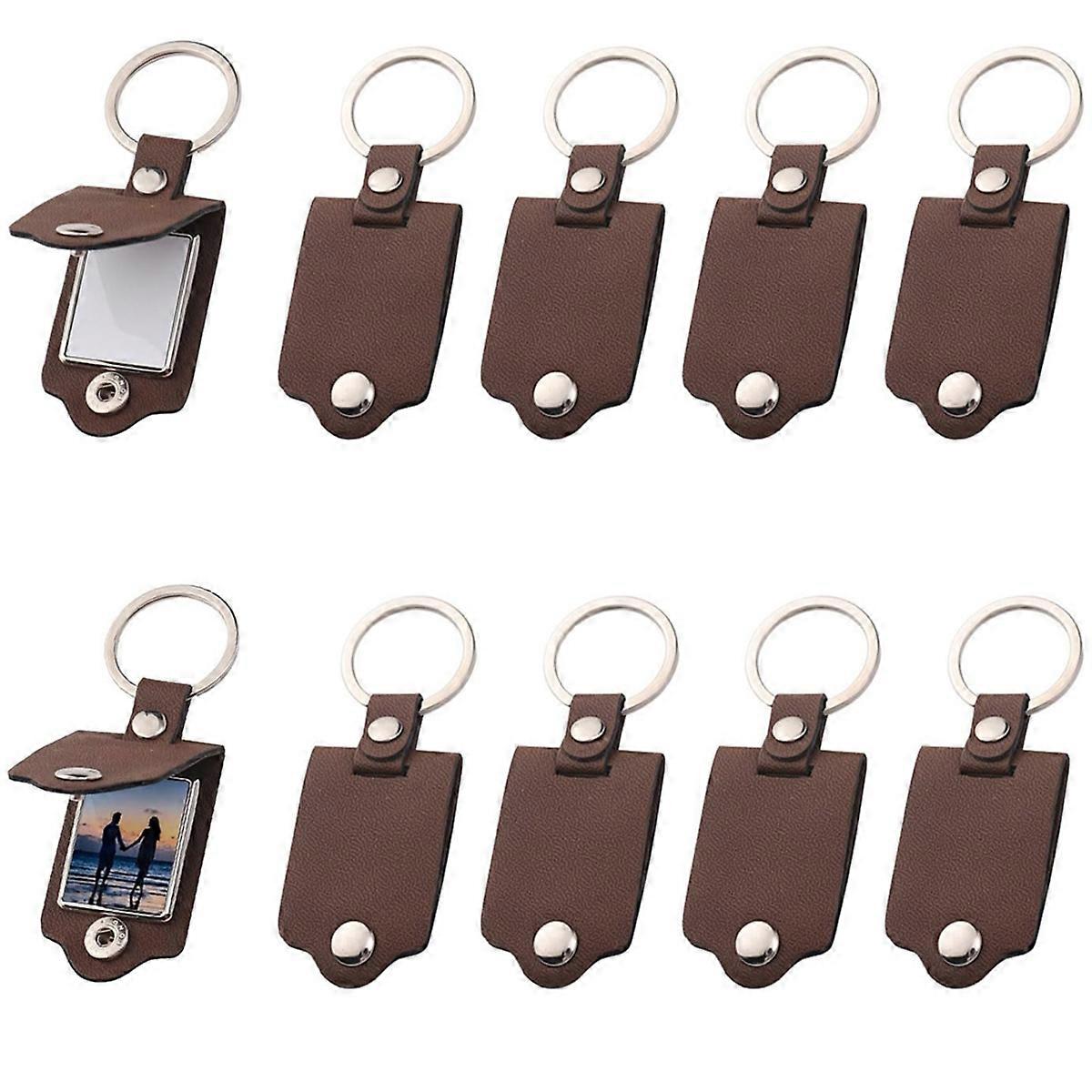 10 Pcs Sublimation Keychain Blanks Bulk, PU Leather Key Chains Heat Transfer- Key Rings for DIY Pho