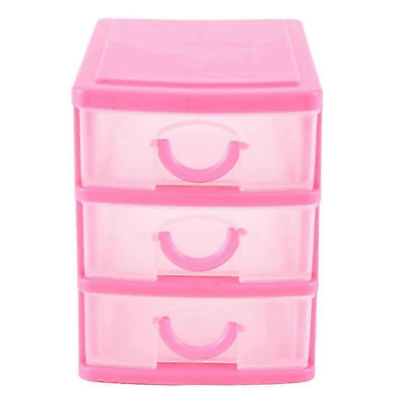 For Mini Lucent Drawer Type Plastic Storage Boxose 3 Layers Red