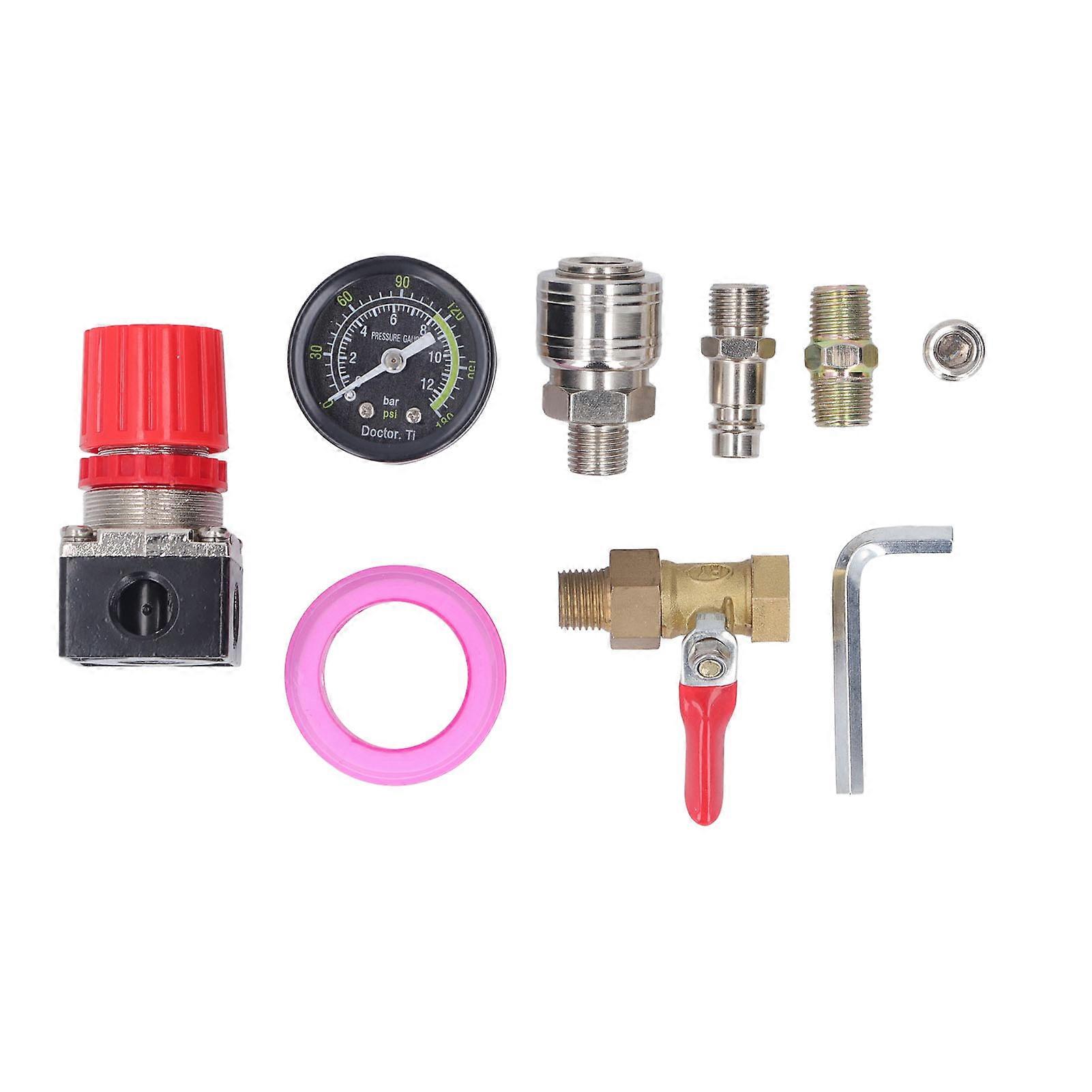 Kit régulateur de compresseur d'air avec manomètre, vanne 4 voies 0 à 180 PSI, style européen, pour outils pneumatiques, 3/8 po NPT
