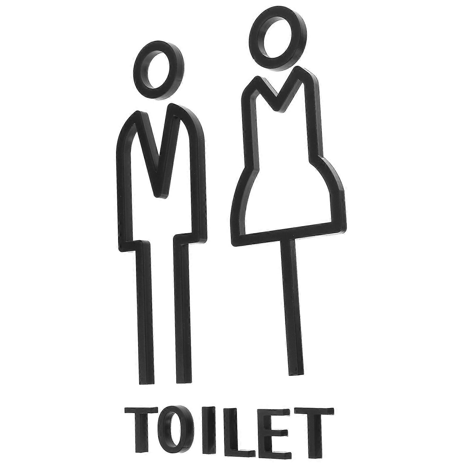 Bathroom Decor Sign Identification Plate For Restroom Signage In Hotels Restaurants And Public Spaces Made Of Black Acrylic 2Pack