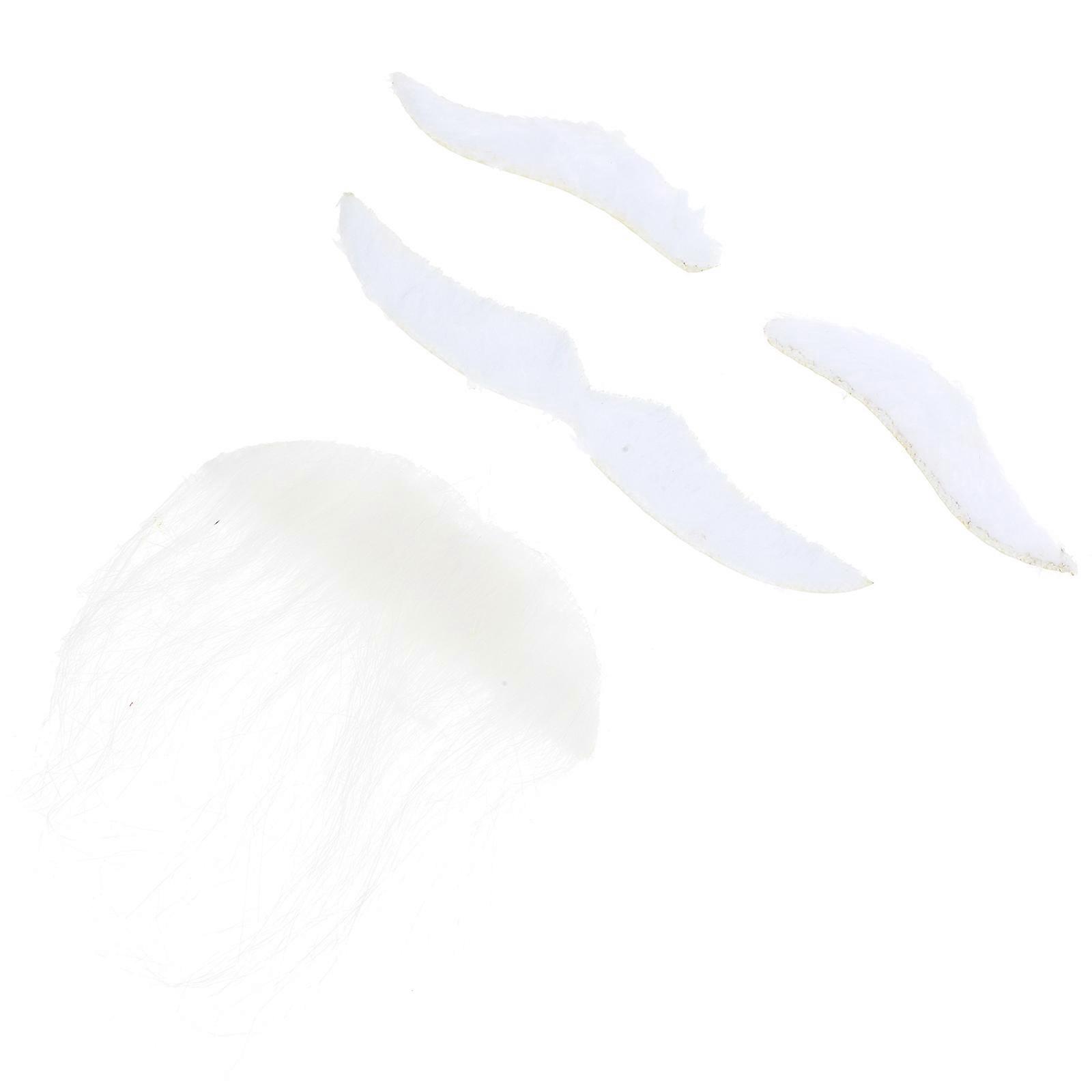 Artificial Beard Set Fake Beard for Decoration 1Set White Cloth Material
