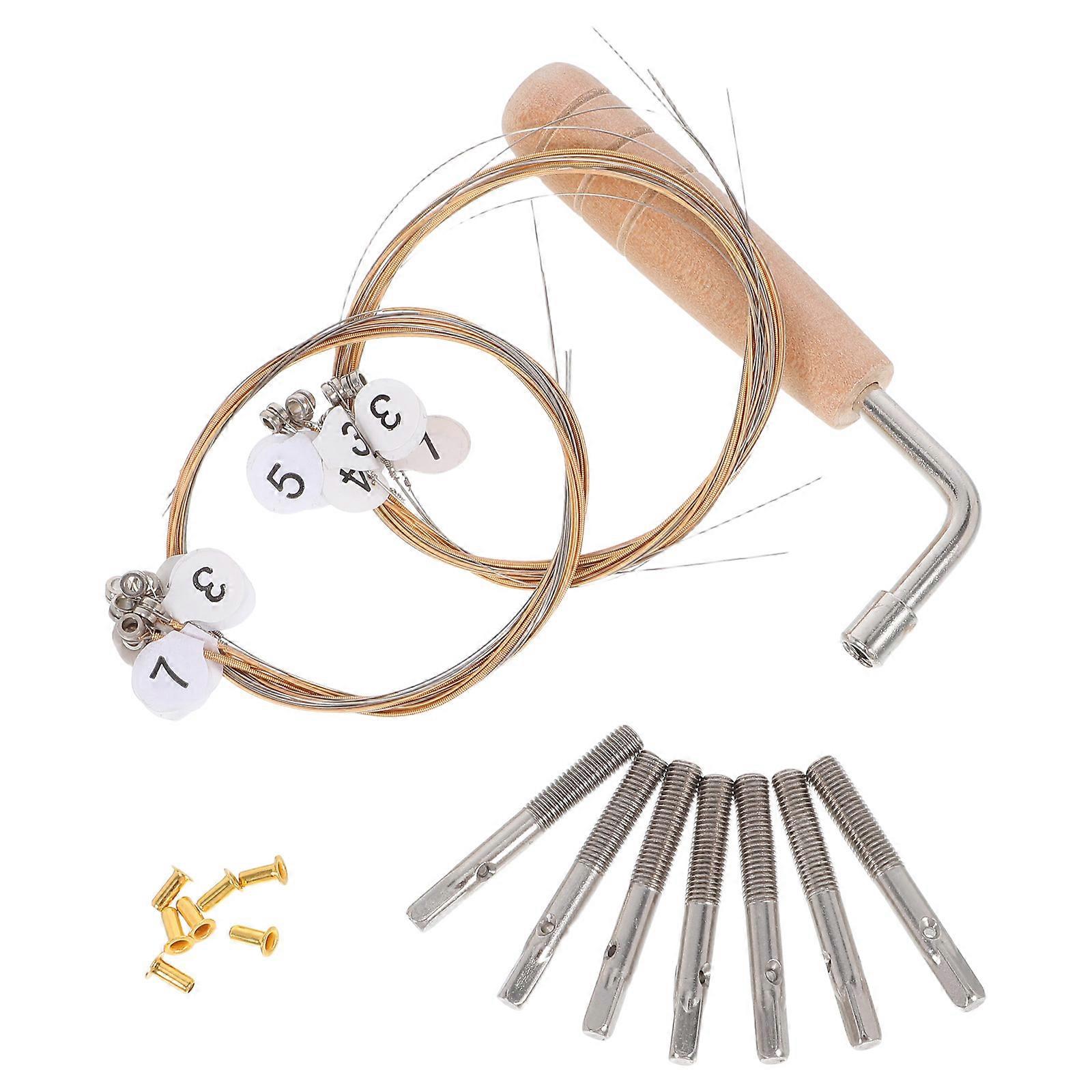 Professional Lyre Harp Tuning Wrench and Strings Kit for Instrument Repair 4Sets