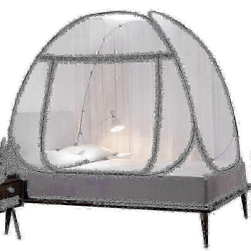 Pop-Up Mosquito Net for Double Bed with Double Door Zipper - Portable and Easy UK Installation