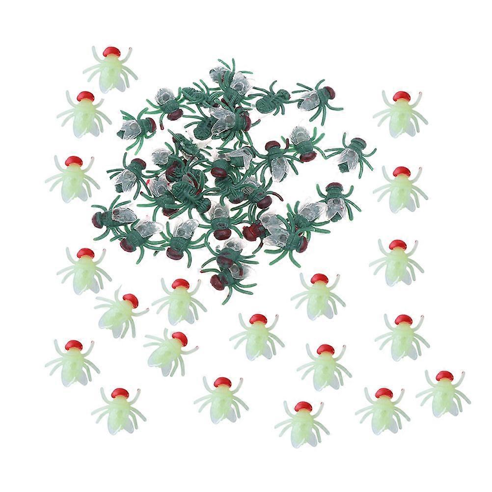 Luminous Flies Artificial Flies for Prank Toy 100Pcs Assorted Color PVC Plastic