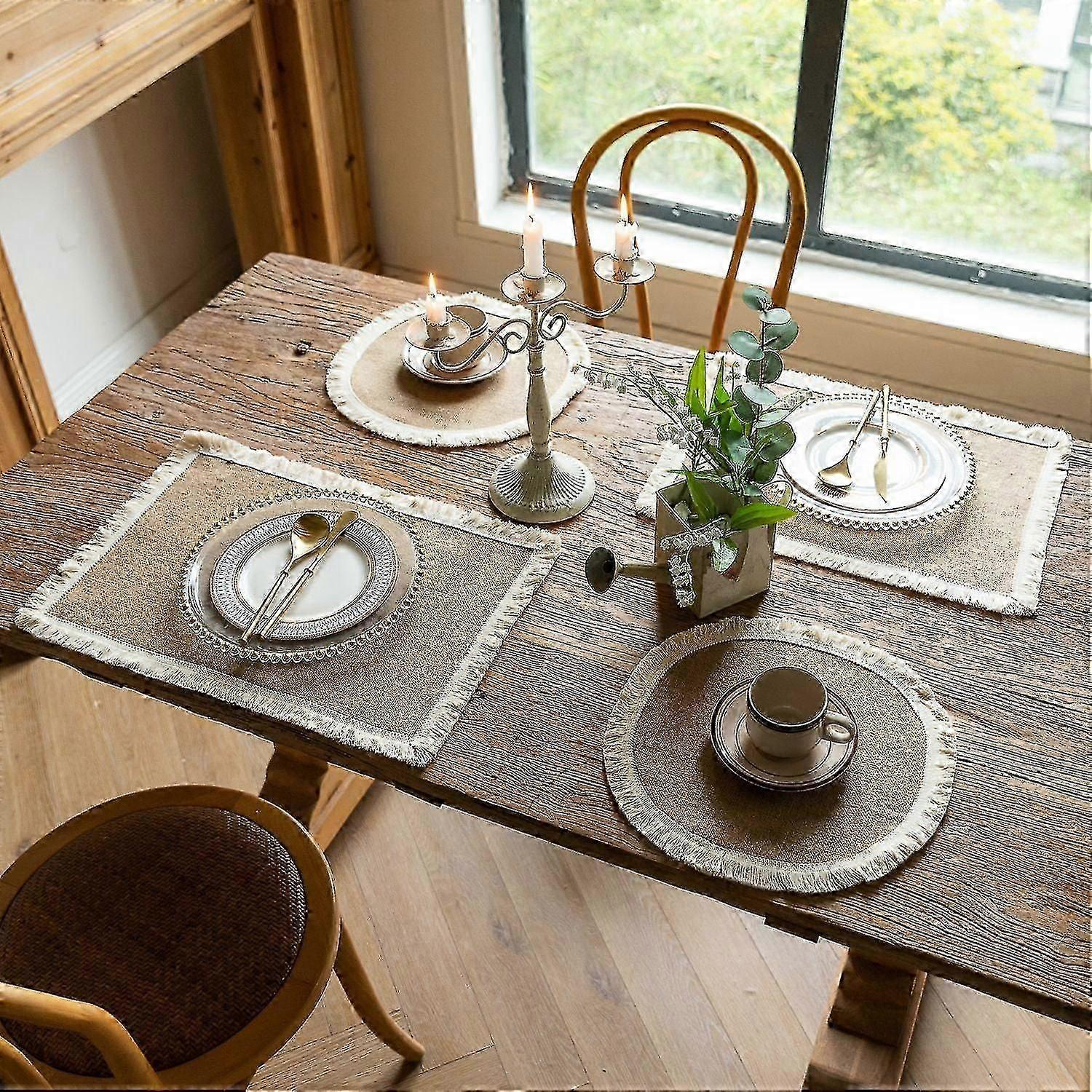 Mantel individual de estilo occidental, alfombra aislante tejida de yute simple para el hogar de estilo japonés